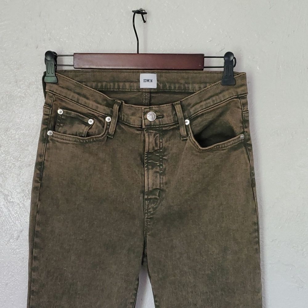 Anthropologie EdwinâBree Jeans in Green Stonewash Sizeâ29 - Picture 2 of 12